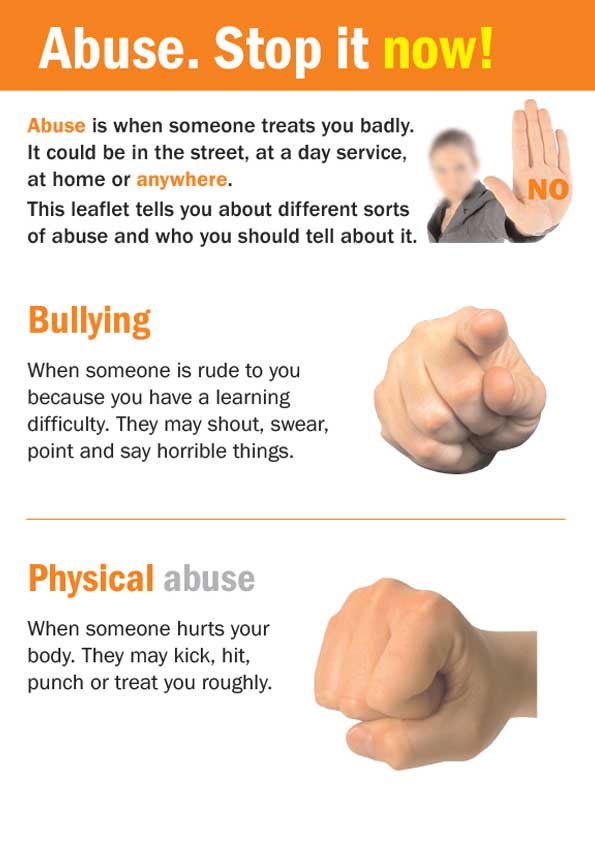 Abuse leaflet with clenched fist and woman shouting